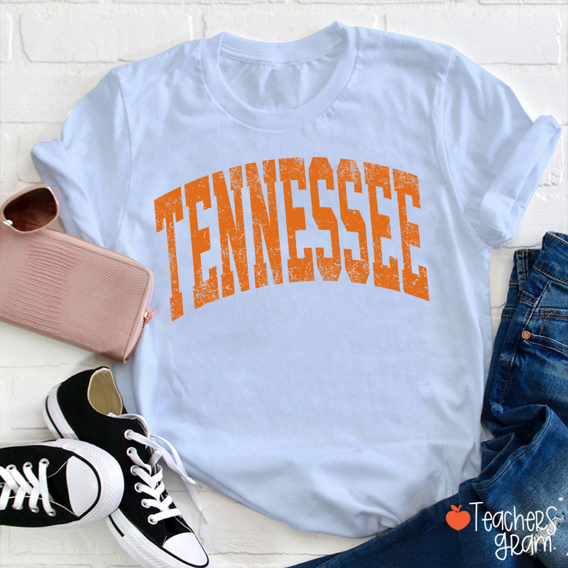Vintage Distressed Tennessee Bold Arch Letter Teacher T-Shirt