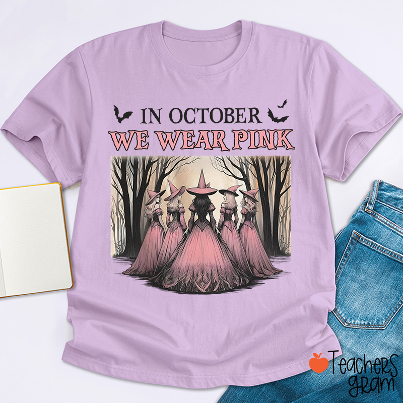 October Pink Witches Teacher T-Shirt