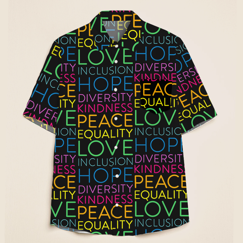 Kindness Peace Equality Love Inclusion Hope Diversity Teacher Short Sleeve Shirt