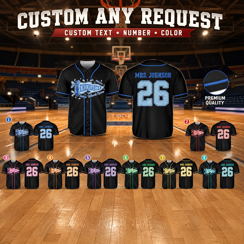 Personalized Greade And Name Coquette Bow Pennant Teacher Baseball Jersey