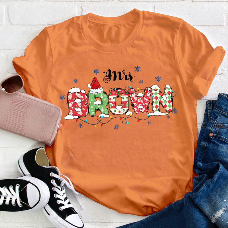 Personalized Name Ho Ho Ho Teacher T-Shirt