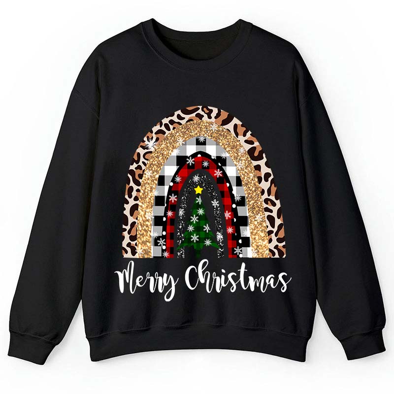Merry Christmas A Christmas Tree In The Snow Teacher Sweatshirt