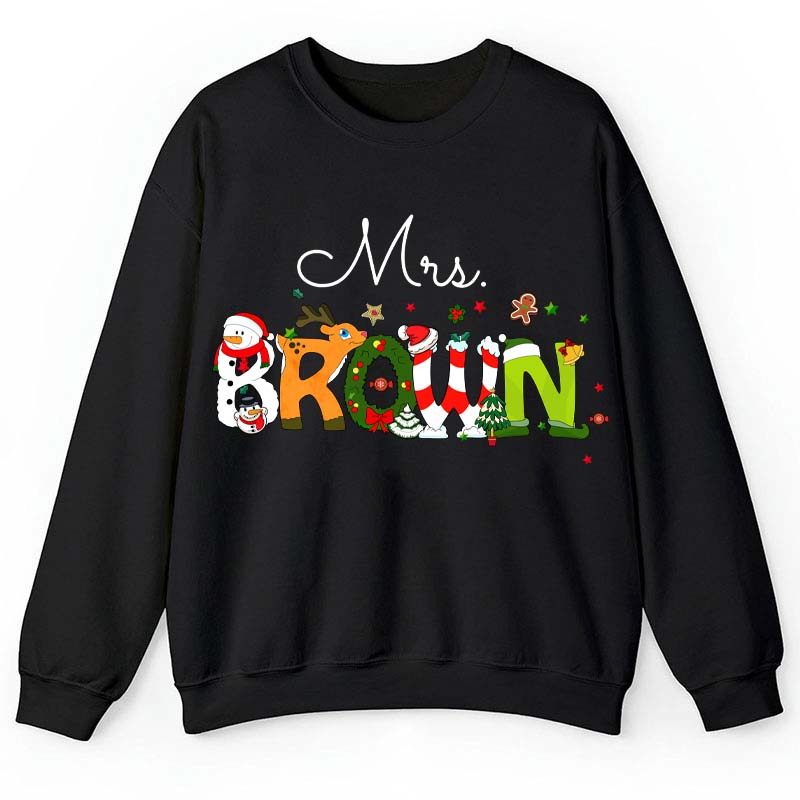 Personalized Christmas Style Teacher Sweatshirt