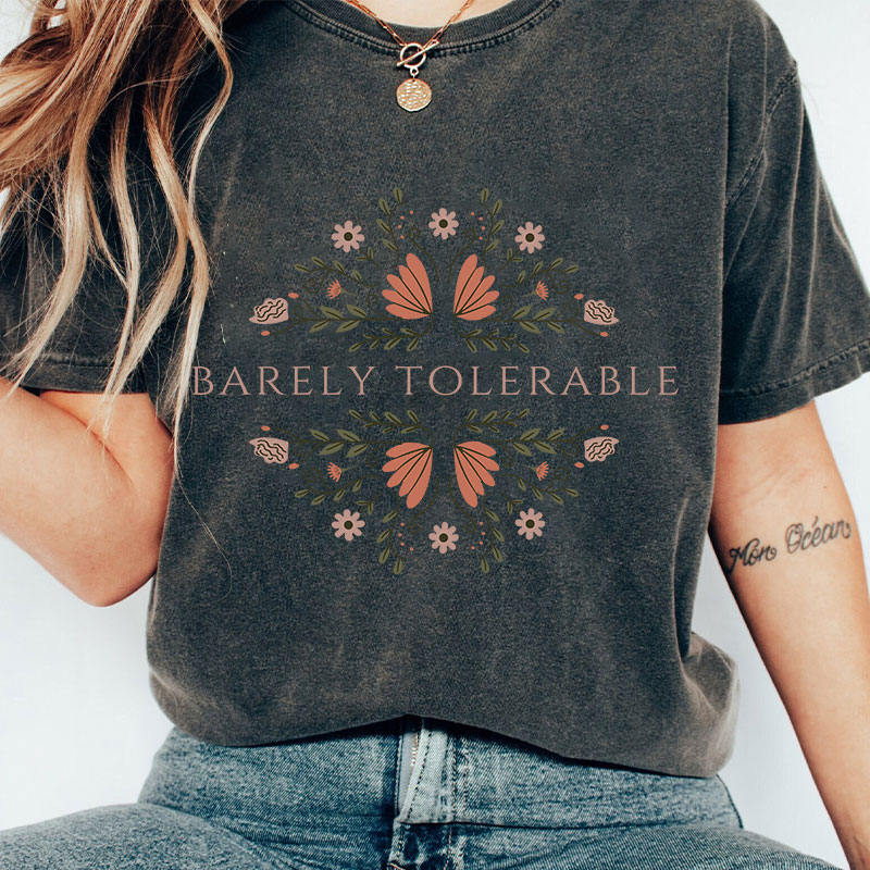 Barely Tolerable Pride And Prejudice Teacher Washed T-Shirt