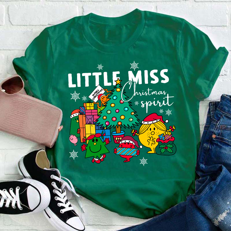 Little Miss Christmas Spirit Teacher T-Shirt
