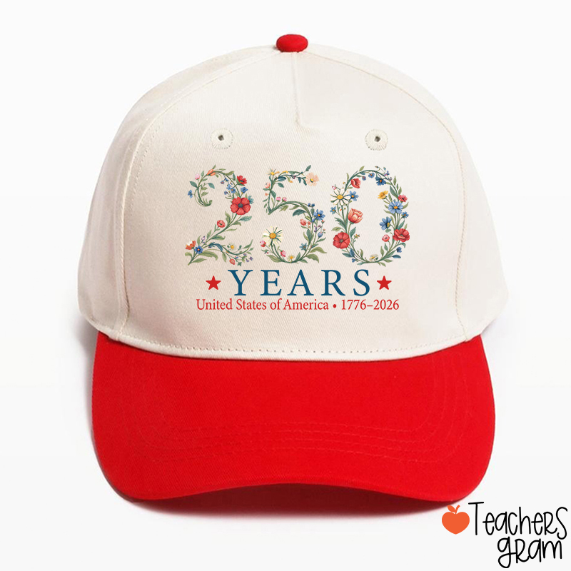 USA 250th Anniversary Floral Teacher Baseball Cap
