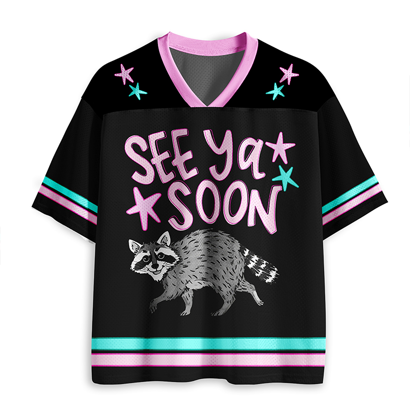 See Ya Soon Raccoon Teacher Mesh Jersey