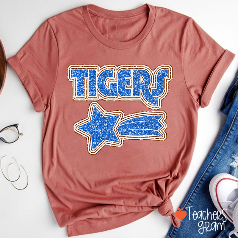 Personalized Mascot Glitter Star Game Day Teacher T-Shirt
