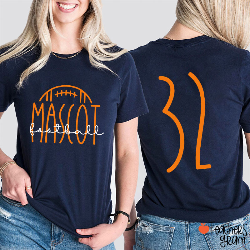 Personalized Mascot And Sport Simple Font Design Teacher Two Sided T-Shirt