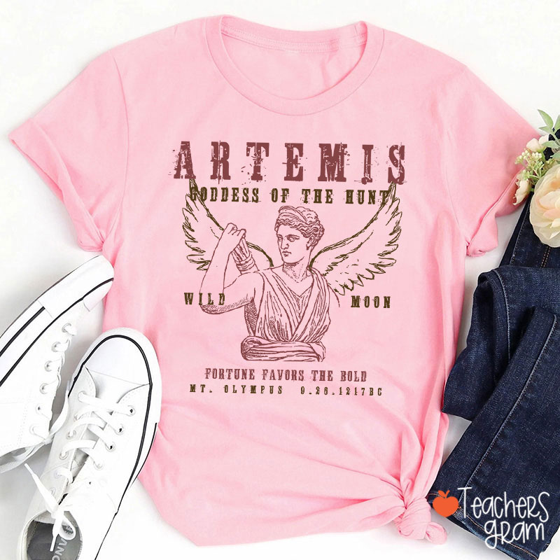 Artemis Goddess Of The Hunt Wild Moon Teacher T-Shirt