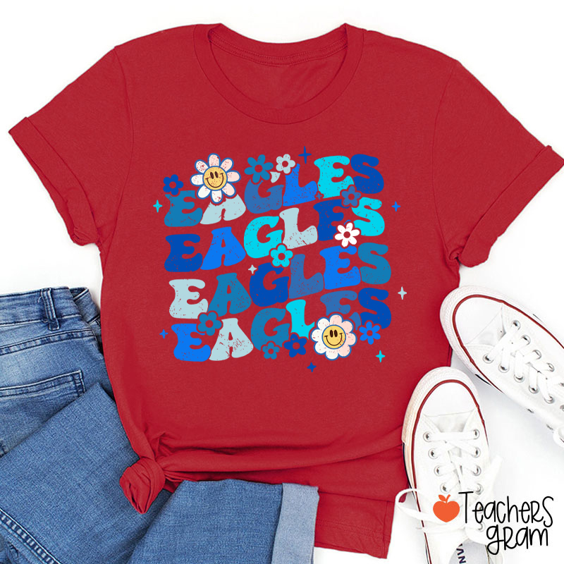Personalized Mascot Game Day Flowers Teacher T-Shirt