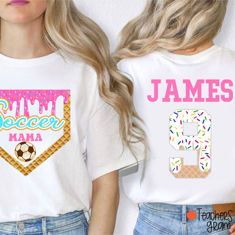 Personalized Sport Ice Cream Drip Teacher Two Sided T-Shirt