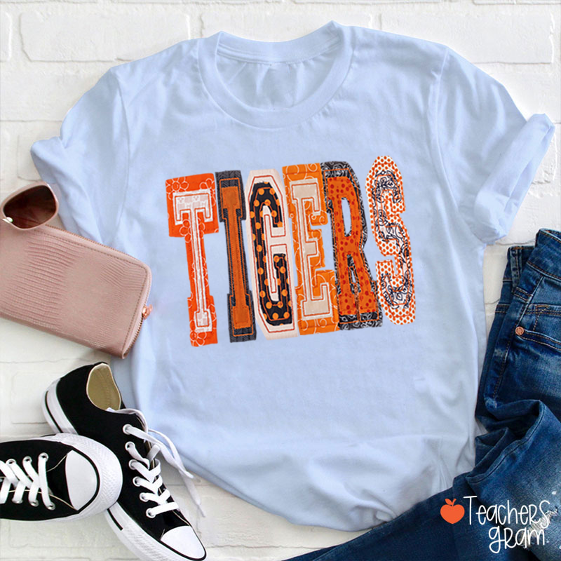 Personalized Mascot Mixed Print Letter Teacher T-Shirt