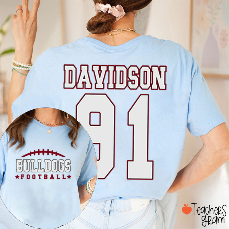 Personalized Name And Sport Number Teacher Two Sided T-Shirt