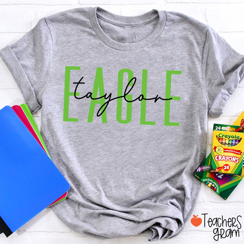 Personalized Mascot And Name Simple Fonts School Spirit Teacher T-Shirt