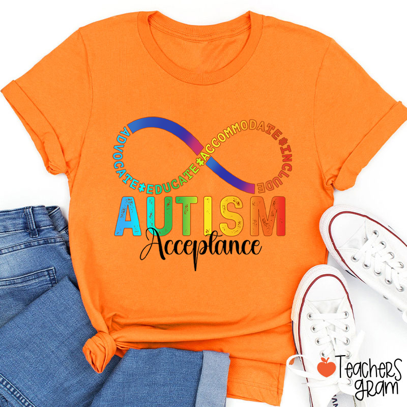 Autism Acceptance Infinity Symbol Teacher T-Shirt