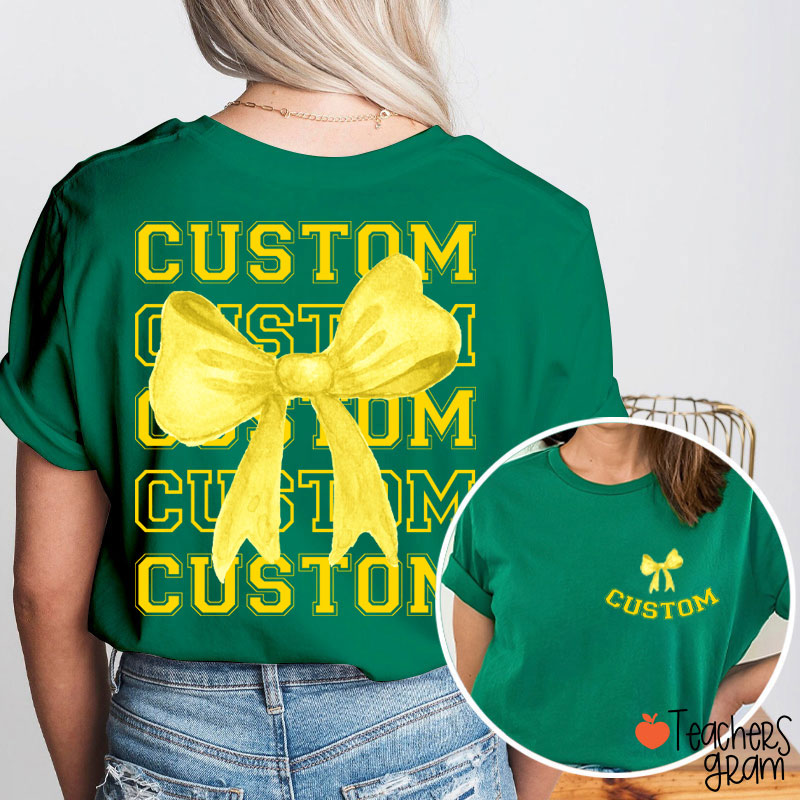 Personalized Bow Tie Team Teacher Two Sided T-Shirt