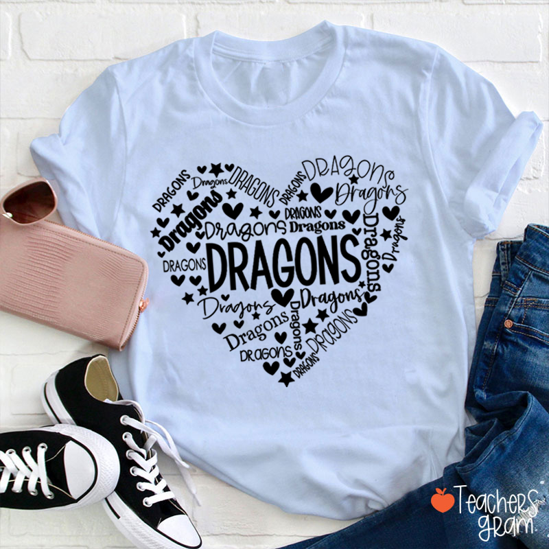 Personalized Mascot Heart Teacher T-Shirt