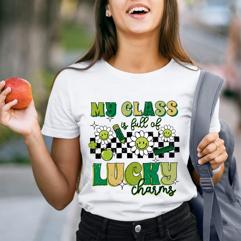 My Class Is Full Of Lucky Charms Checkerboard Teacher T-Shirt