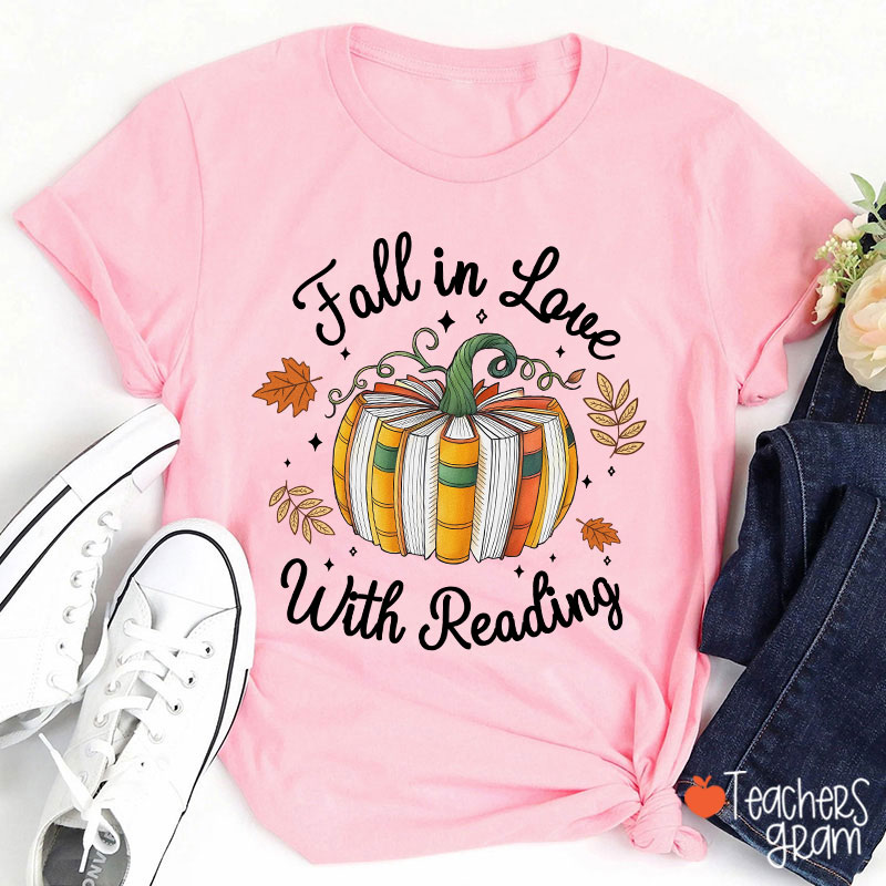 Fall In Love With Reading Autumn Teacher T-Shirt