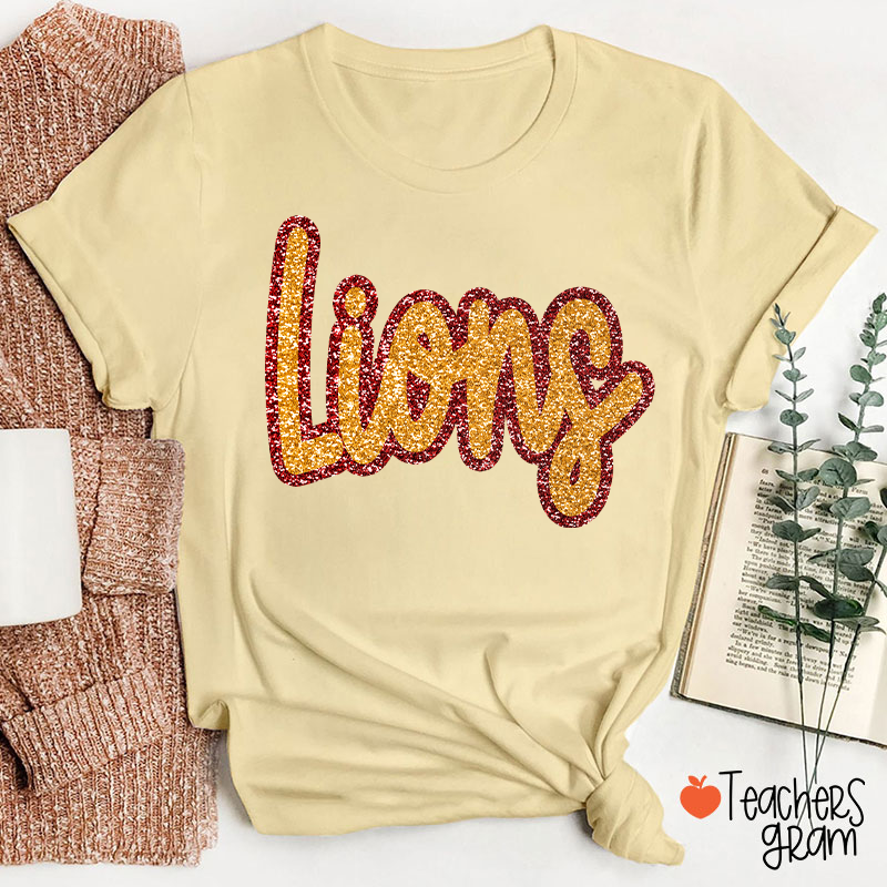 Personalized Mascot Glitter Cheer For Them Teacher T-Shirt