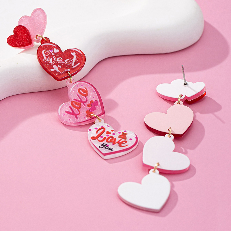 Pink Heart XOXO Teacher Acrylic Earrings