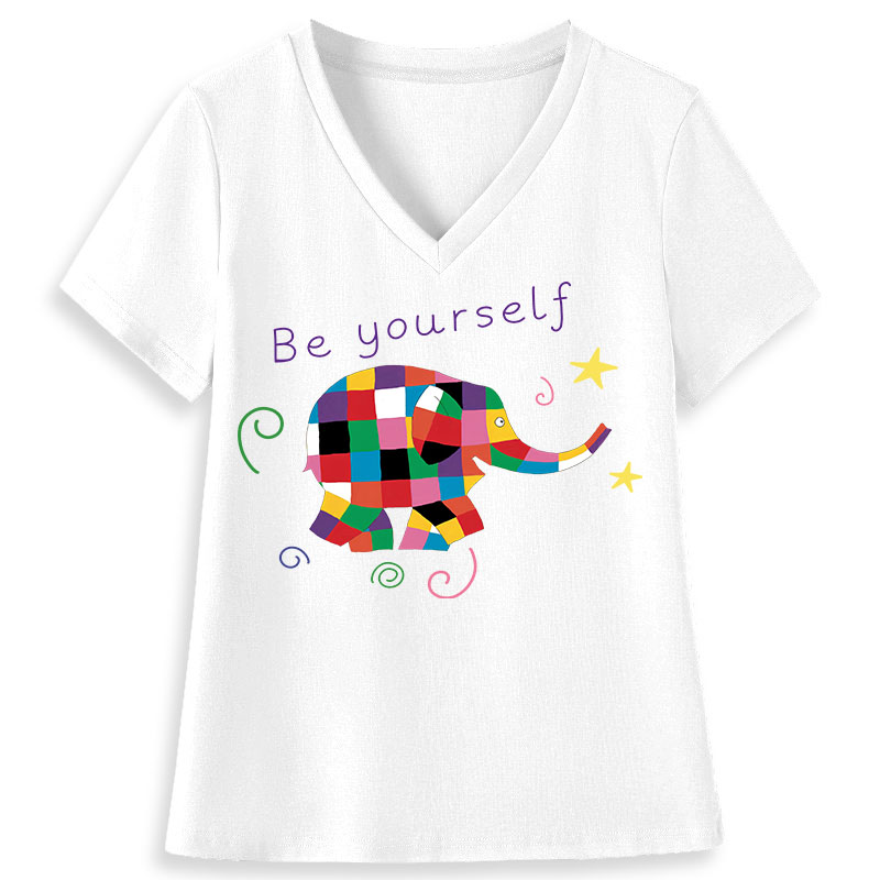Be Yourself Teacher Female V-Neck T-Shirt