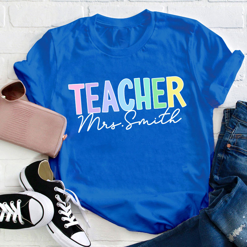 Personalized Name Gradient Color Teacher T-Shirt