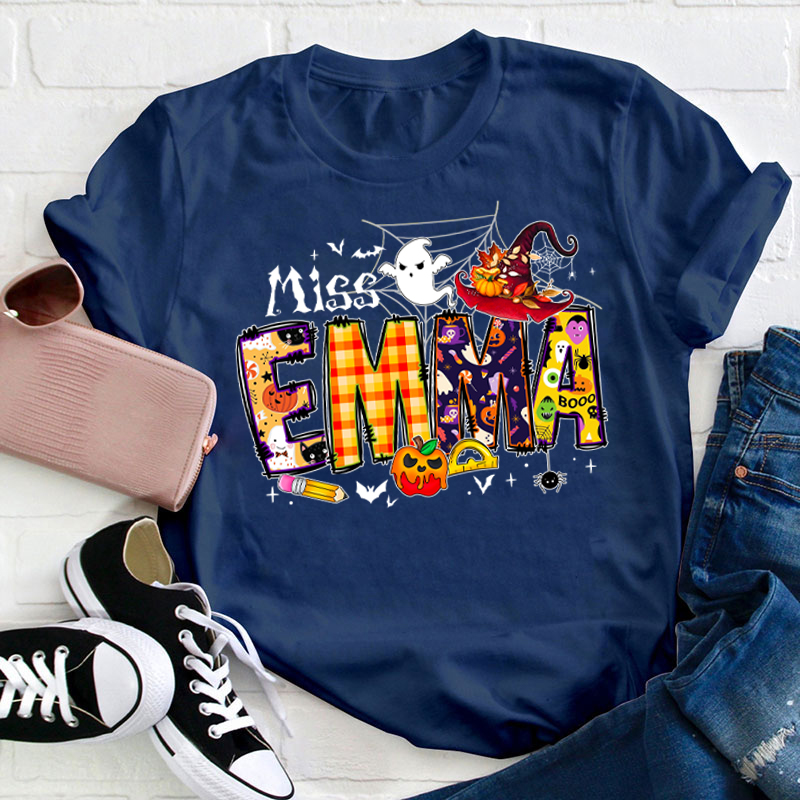 Personalized Name Happy Halloween Teacher T-Shirt