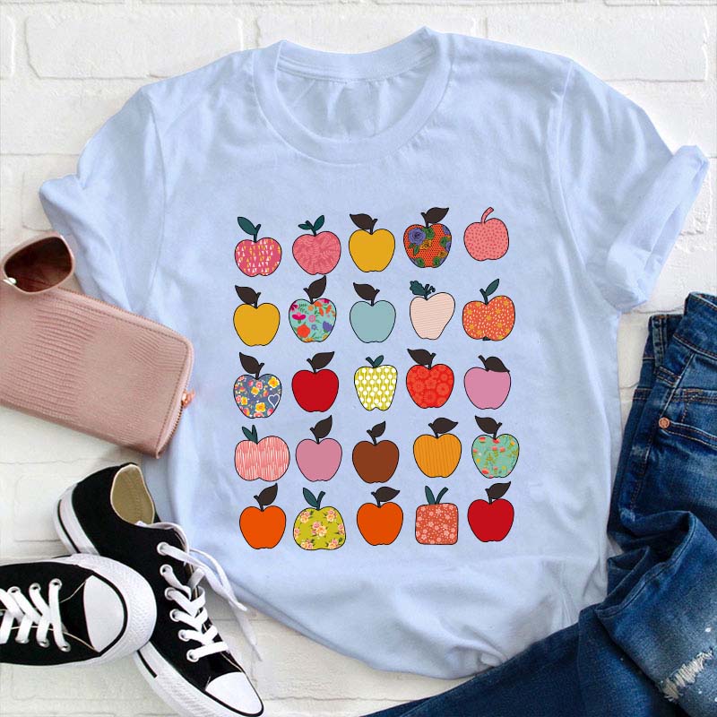 Folk Art Apples Teacher T-Shirt