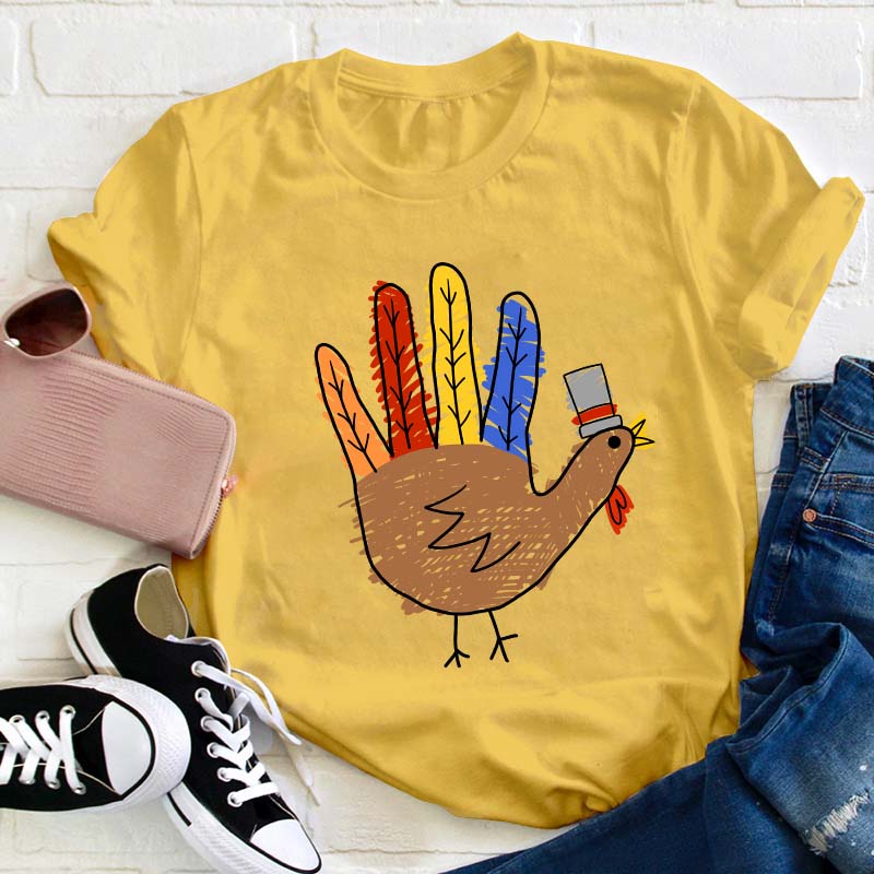 Hand Painted Turkey Teacher T-Shirt