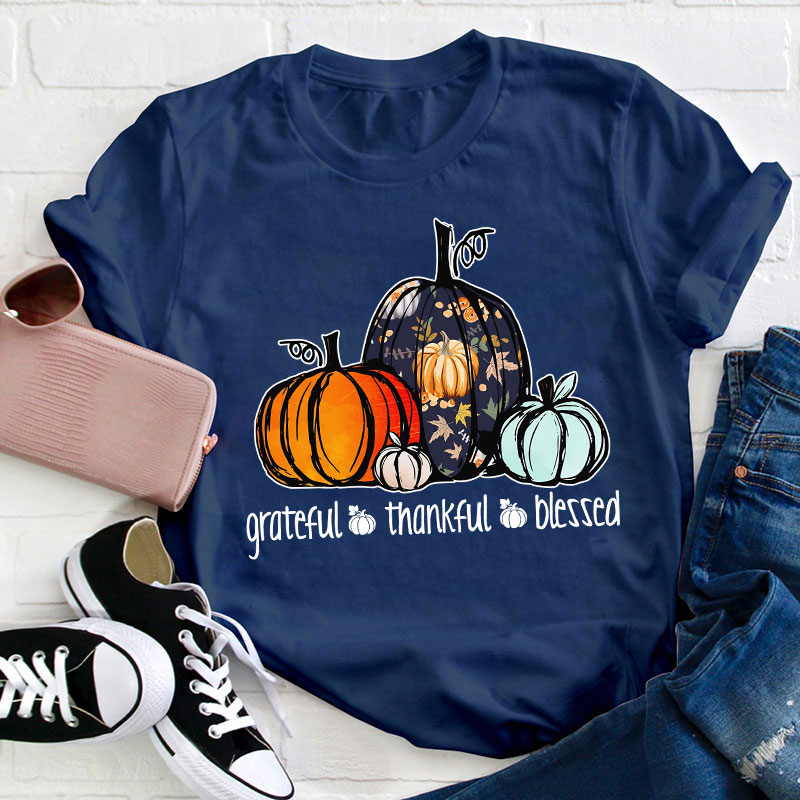Grateful Thankful Blessed Teacher T-Shirt