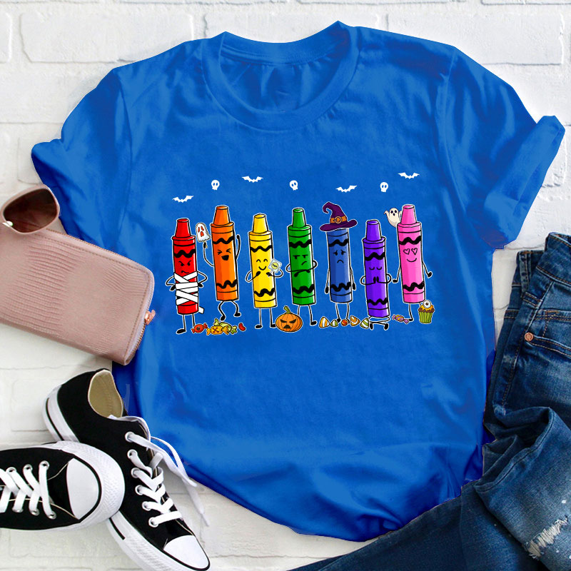 Mood Crayons Halloween Teacher T-Shirt