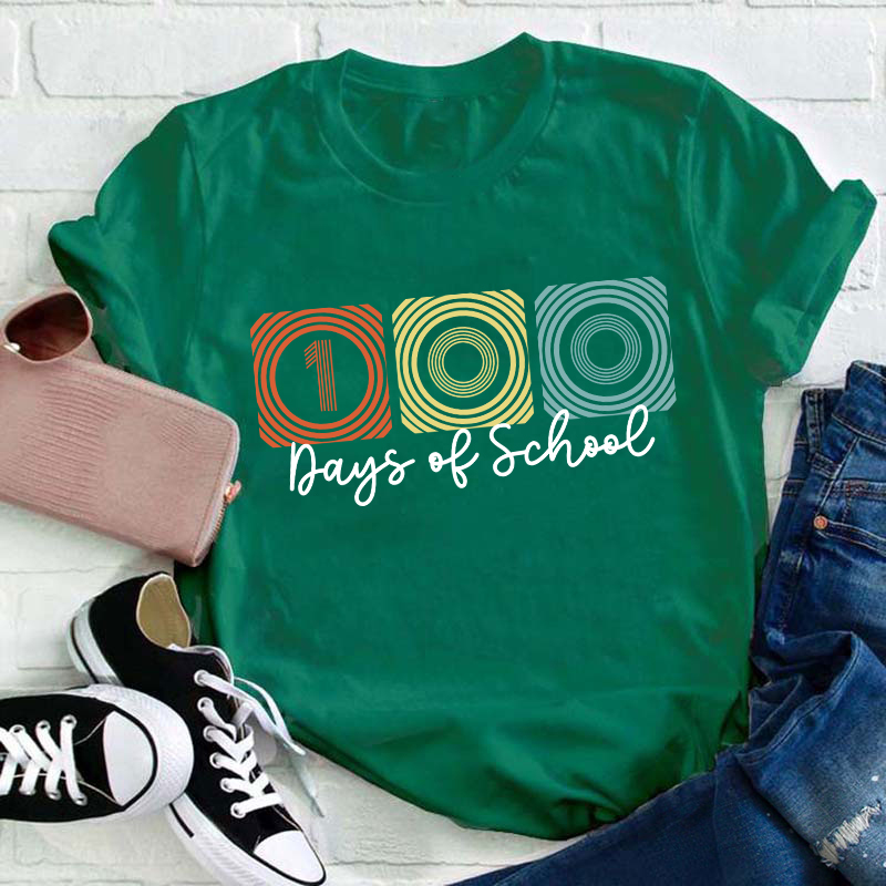100 Days Of School Line Pattern Teacher T-Shirt