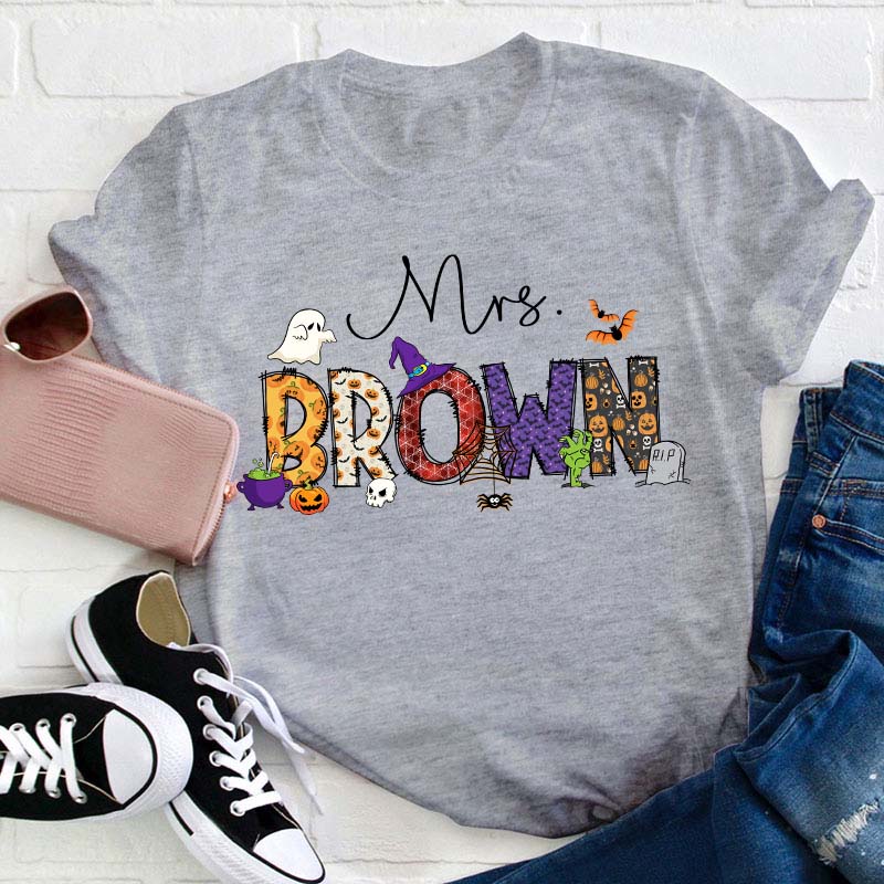 Personalized Name Happy Halloween Teacher T-Shirt