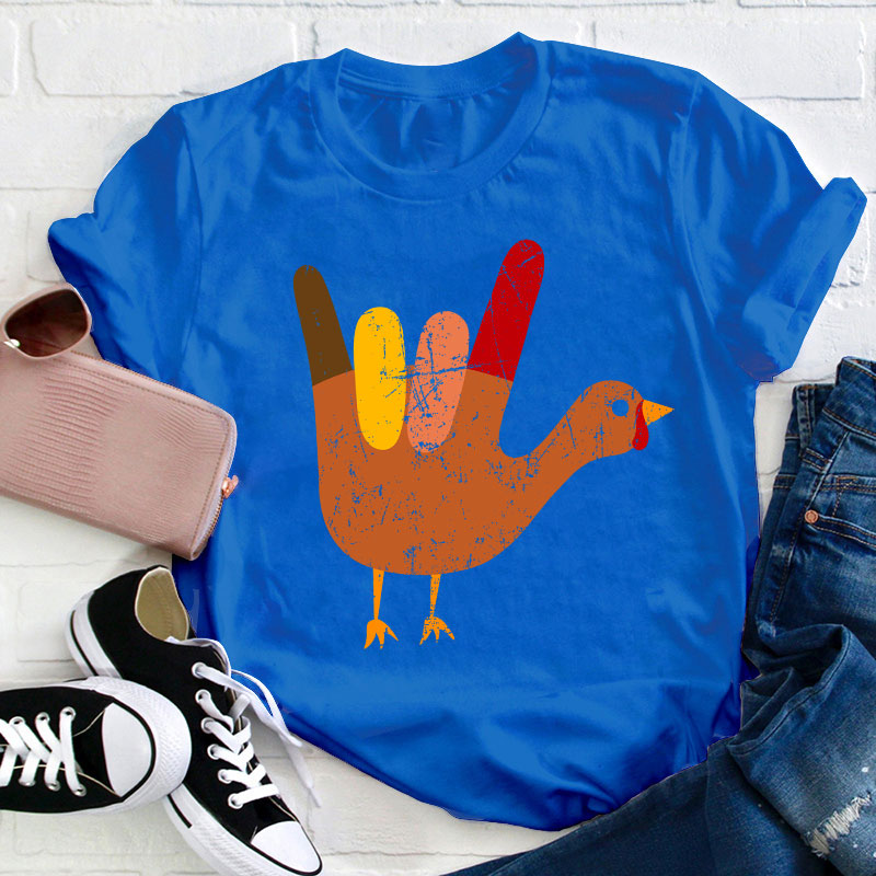 Love Peace And Turkey Teacher T-Shirt