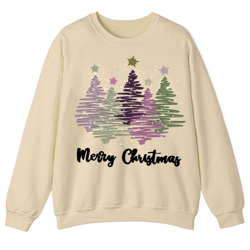 Merry Christmas Colorful Trees Teacher Sweatshirt