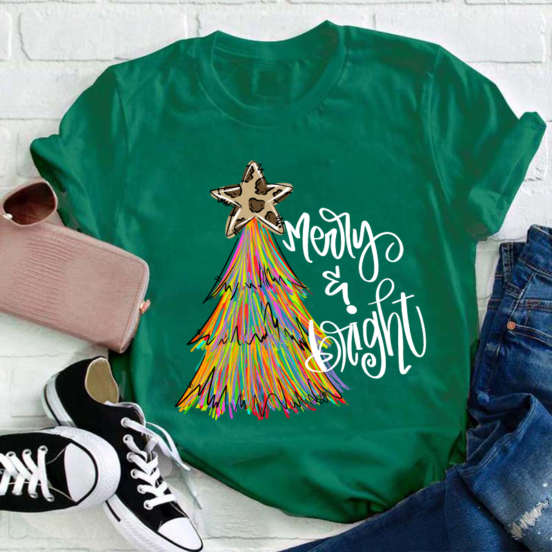 Merry And Bright Teacher T-Shirt