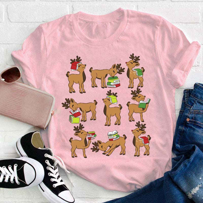 Reindeer Reading Teacher T-Shirt