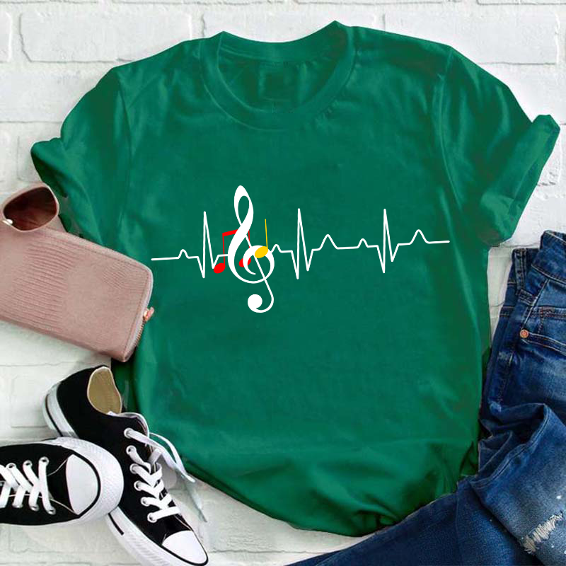 Music Stirs My Heartbeat Teacher T-Shirt