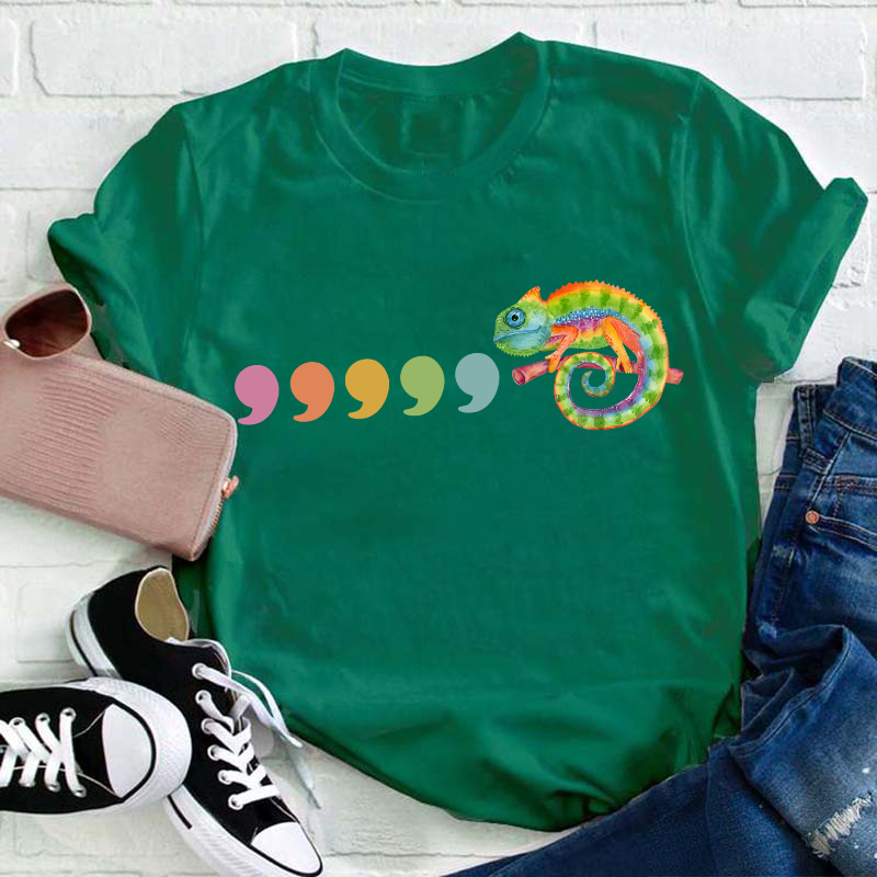 Comma Comma Chameleon Teacher T-Shirt