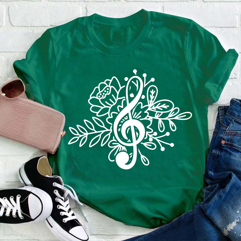 Music Note Flower Teacher T-Shirt