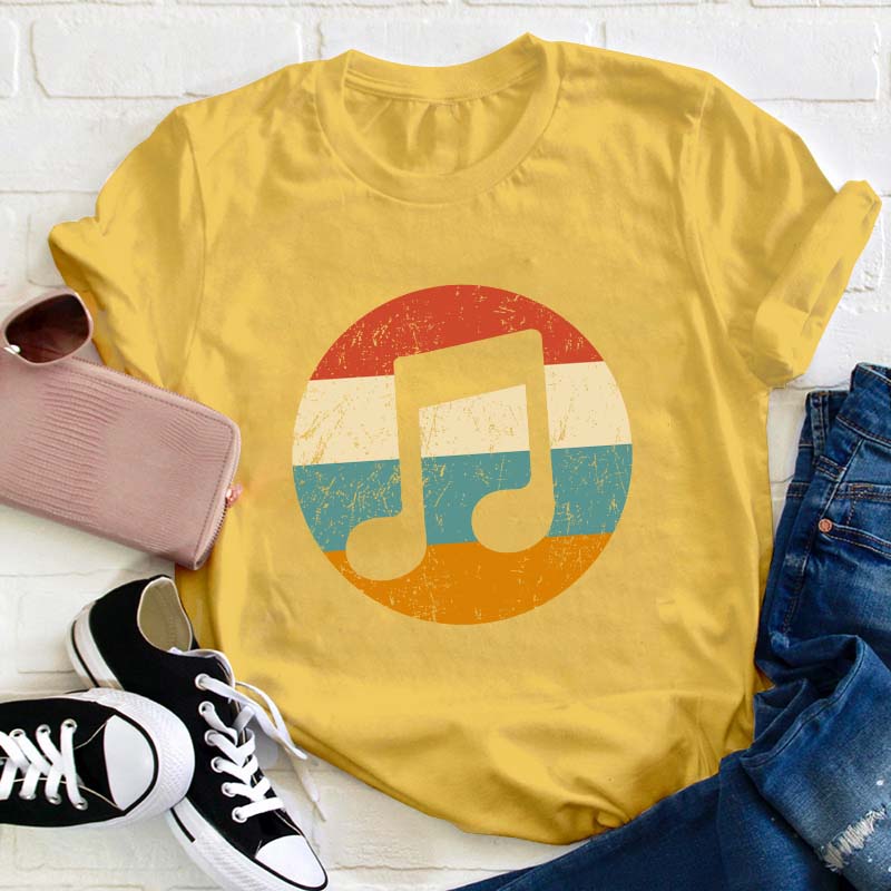 Retro Musical Notes Teacher T-Shirt