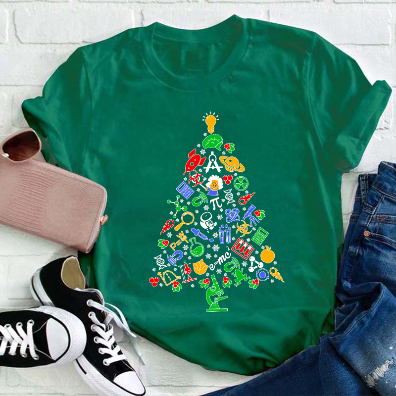 Physics And Chemistry Christmas Tree Teacher T-Shirt