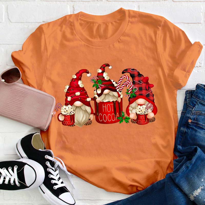 Hot Cocoa Gnomes Christmas Teacher T-Shirt