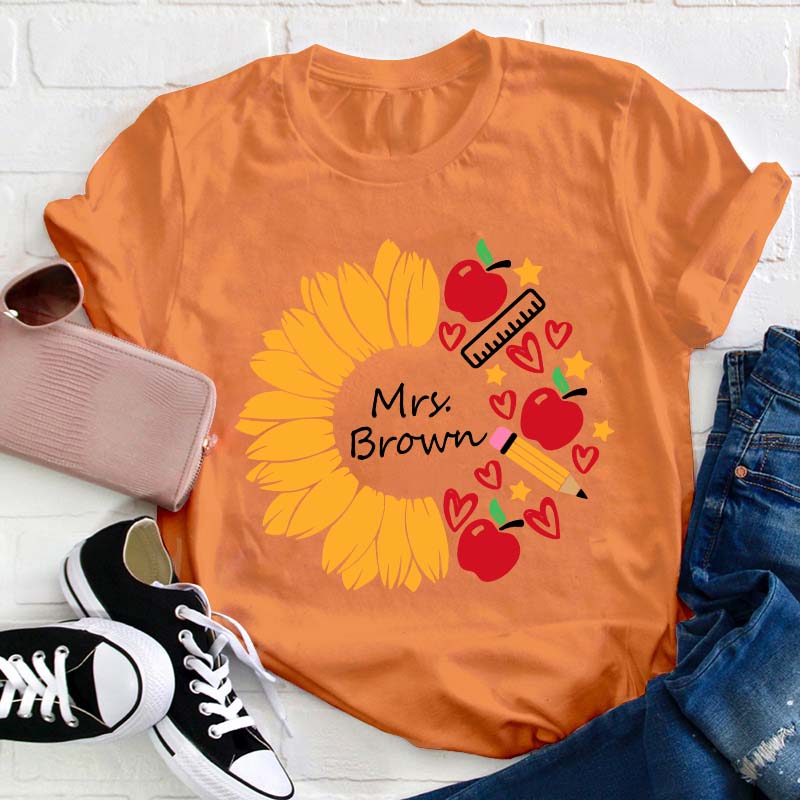 Personalized Sunflower Teacher Life Teacher T-Shirt