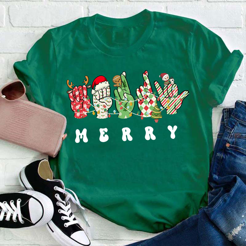 Merry Gesture Teacher T-Shirt