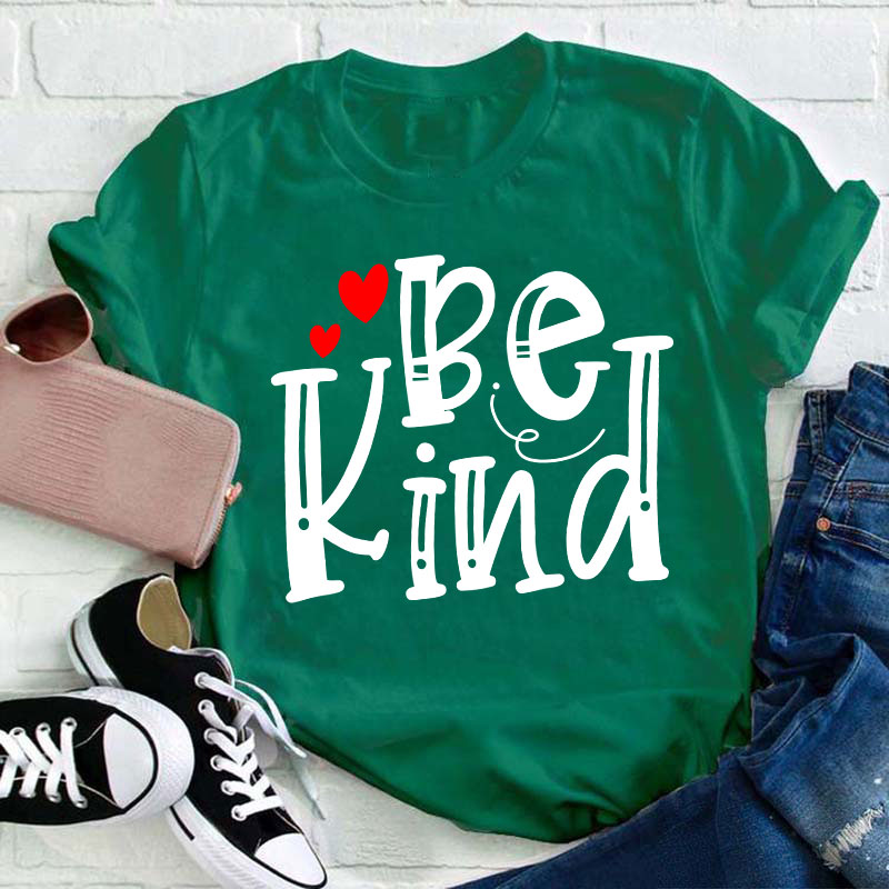 Be Kind Red Heart Teacher T-Shirt