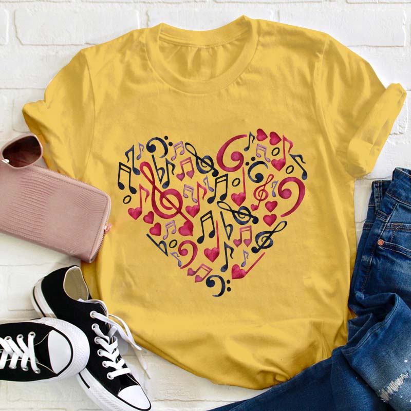 Musical Note Heart Teacher T-Shirt