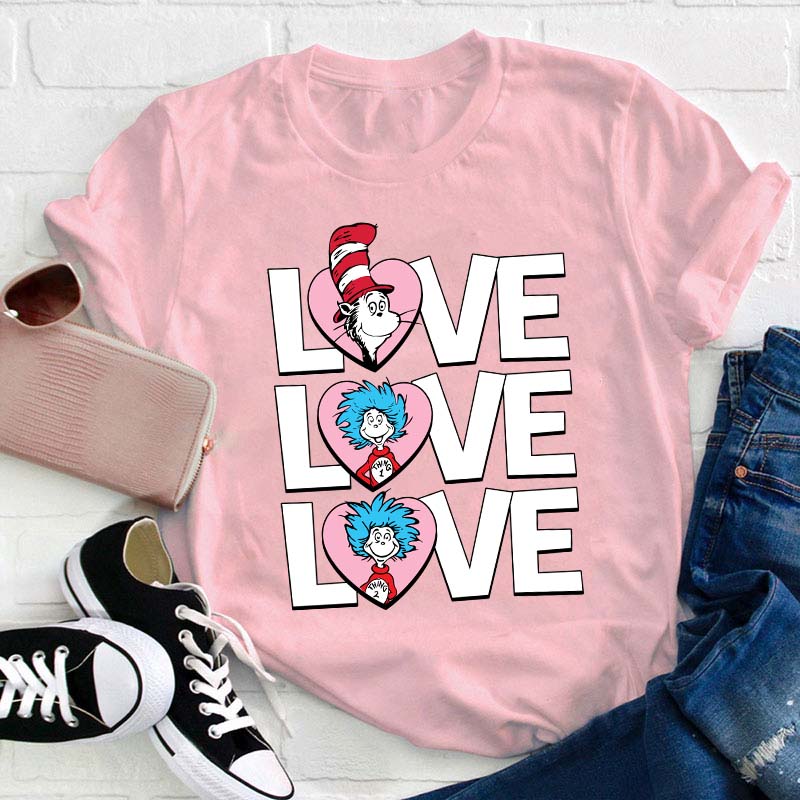 Valentine's Day With Cat And Things Teacher T-Shirt